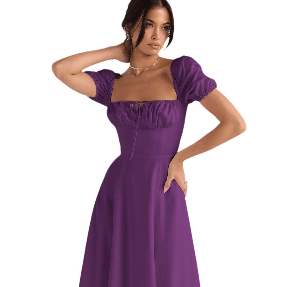 Damen Midi-Kleid mit gerafftem Oberkörper und ausgestelltem Rock EB