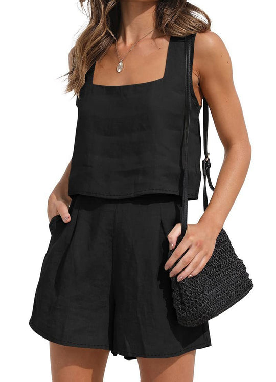 Damen Leichtes Sommer-Set mit luftigen Shorts und Crop-Top EB