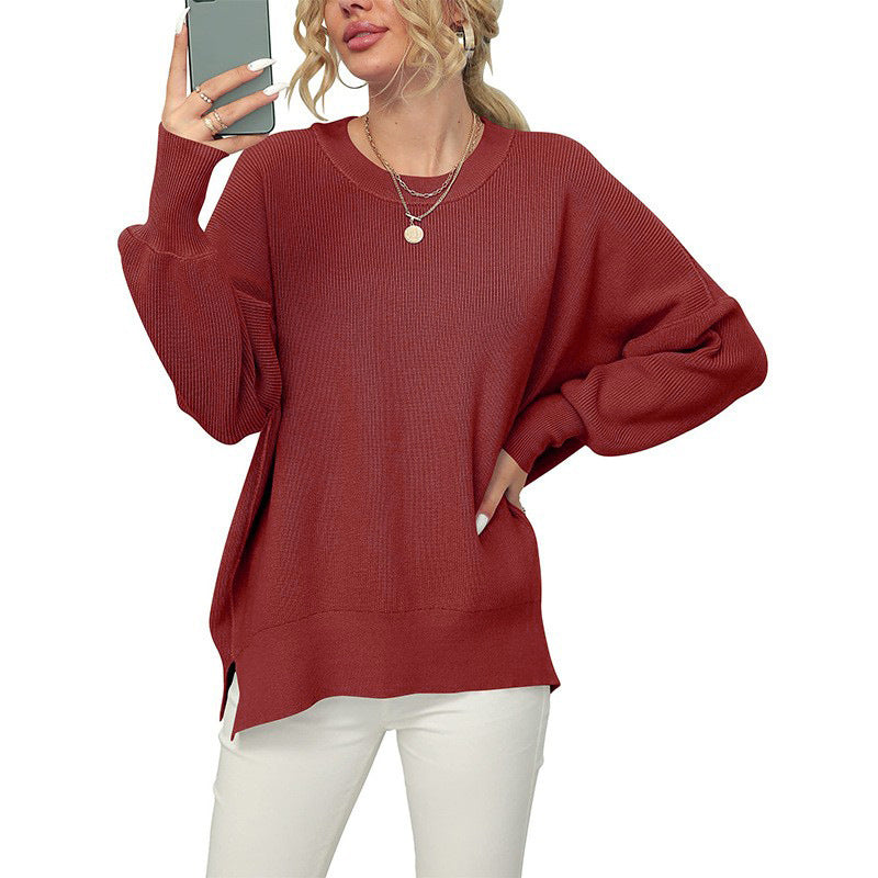 Damen lockerer Strickpullover mit weitem Schnitt EB