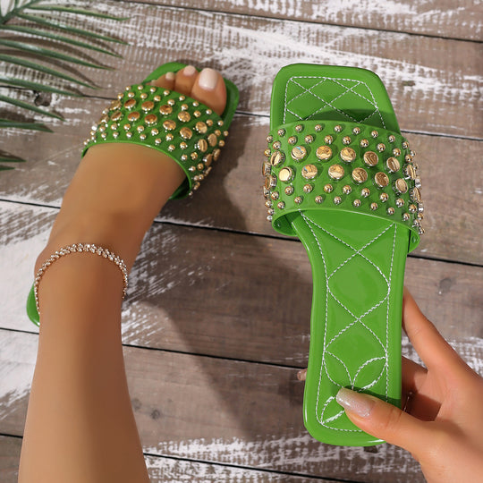 Damen Glamouröse Zehentrenner-Sandalen mit funkelnden Strass-Applikationen EB