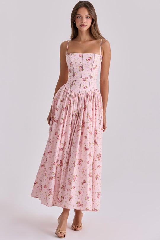 Damen Blumiges Midi-Kleid mit raffiniertem Schnitt EB