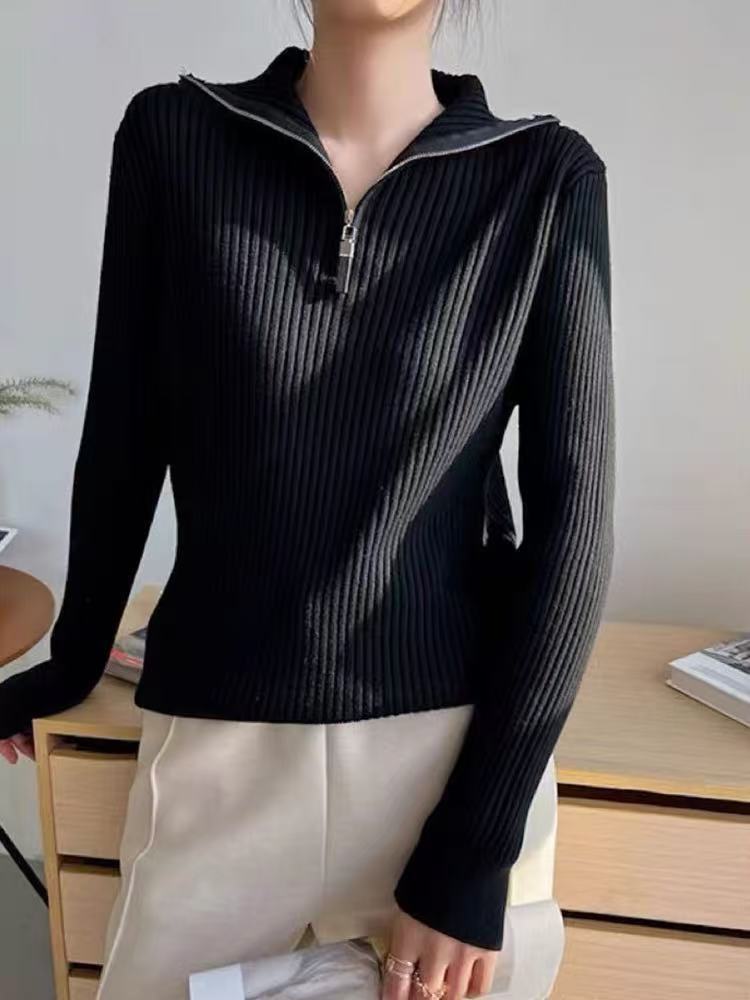 Damen Pullover mit Stehkragen und Reißverschluss EB