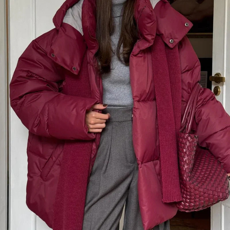 Damen Modische Daunenjacke mit hochschließendem Kragen EB