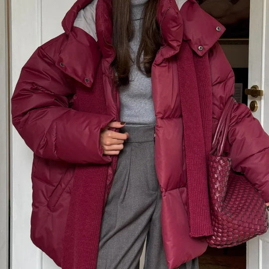 Damen Modische Daunenjacke mit hochschließendem Kragen EB