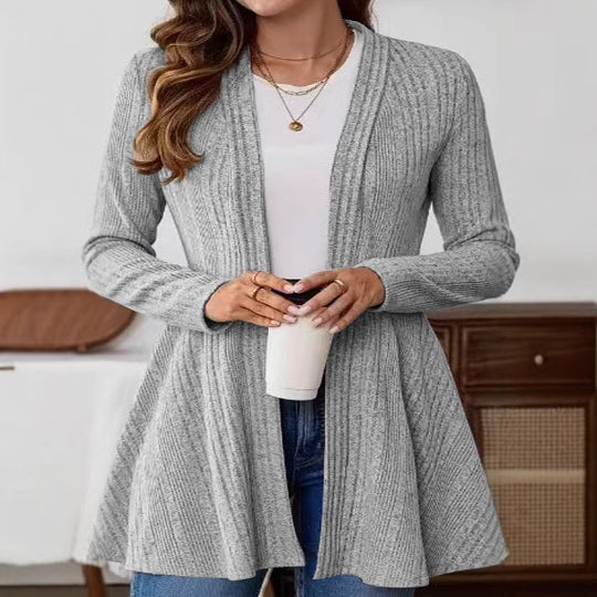 Damen Strickjacke mit asymmetrischem Design und offener Vorderseite EB