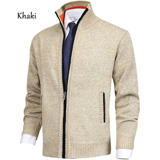 Herren nan Strickjacke mit Stehkragen und verdecktem Reißverschluss EB