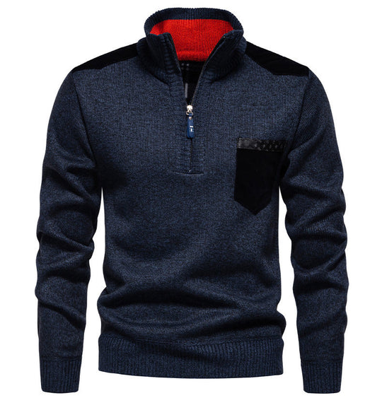 Herren Pullover mit halbhohem Kragen und modischen Akzenten EB