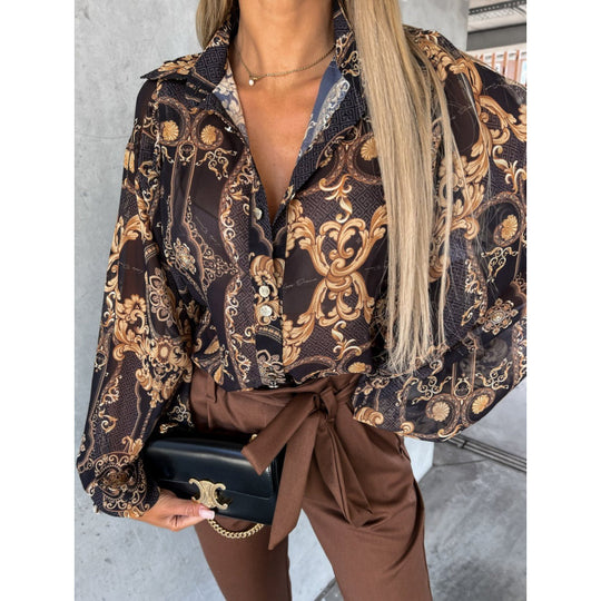Damen Bluse mit floralem Druck und Glockenärmeln EB