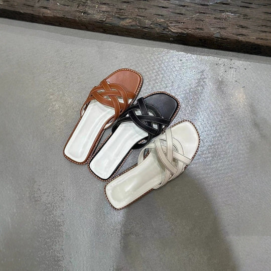 Damen modische Schlappen mit geflochtenem Riemendesign EB
