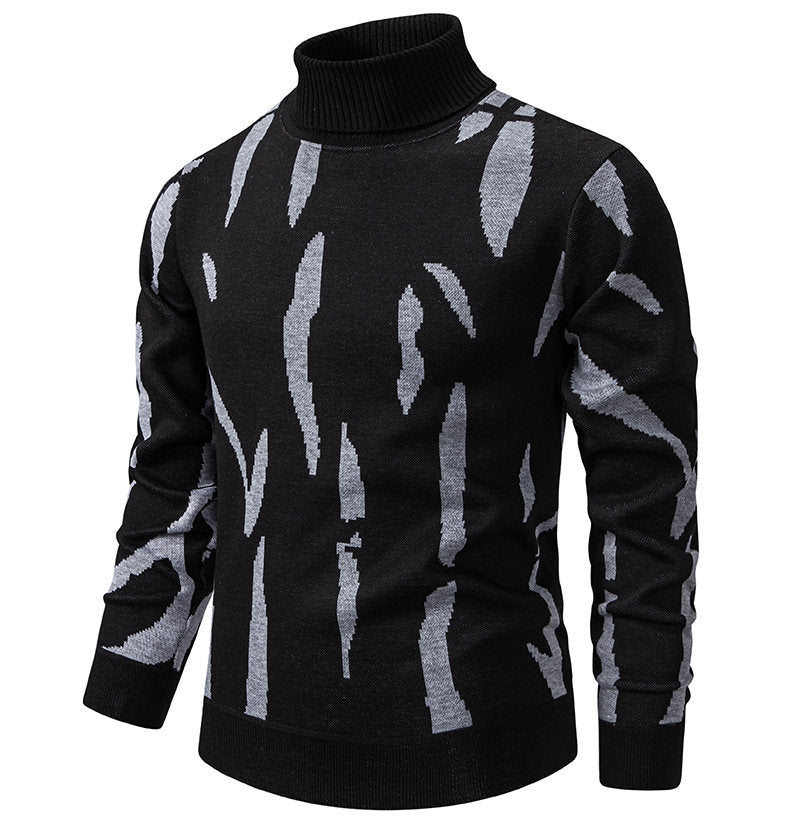 Herren modischer Rollkragenpullover mit auffälligem Muster EB