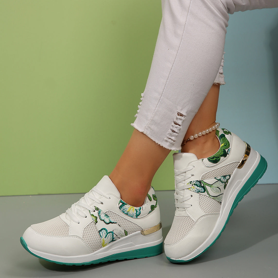 Damen Sportliche Sneakers mit floralem Design und atmungsaktivem Obermaterial EB