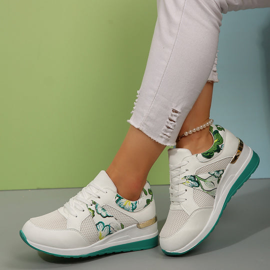 Damen Sportliche Sneakers mit floralem Design und atmungsaktivem Obermaterial EB