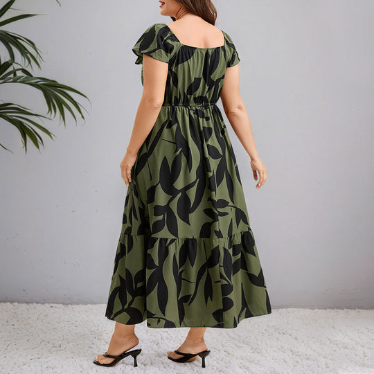 Damen Maxikleid mit floralem Muster und taillierter Silhouette EB