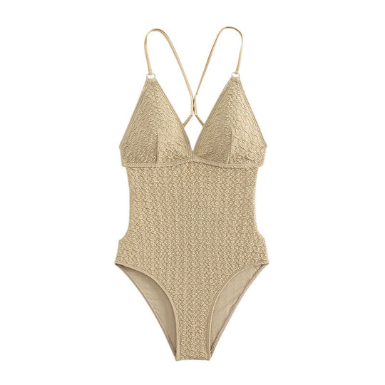 Damen Einteiler Badeanzug mit elegantem Rüschendesign EB