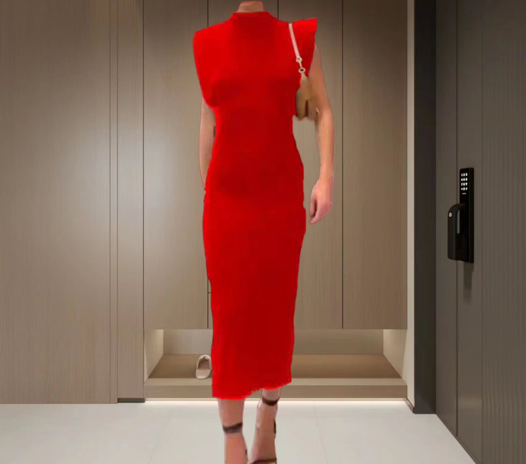 Damen Figurbetontes Maxikleid mit asymmetrischem Design und elegantem Halsschmuck EB
