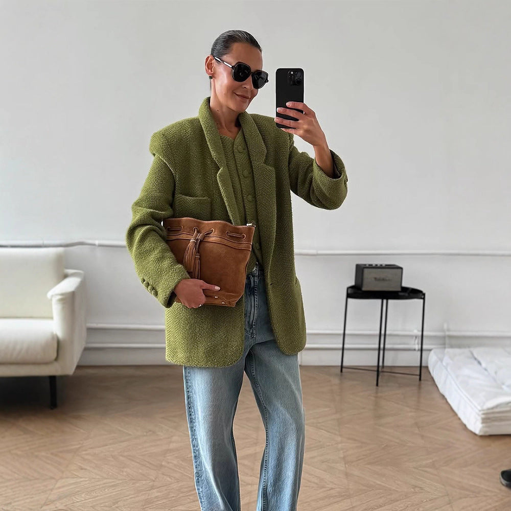 Damen lässiger Oversized Blazer aus hochwertigem Material EB