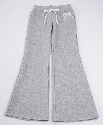 Damen nan ausgestellte Highwaist Loungehose mit elastischem Komfortbund, Bindekordel und weitem Schlag EB
