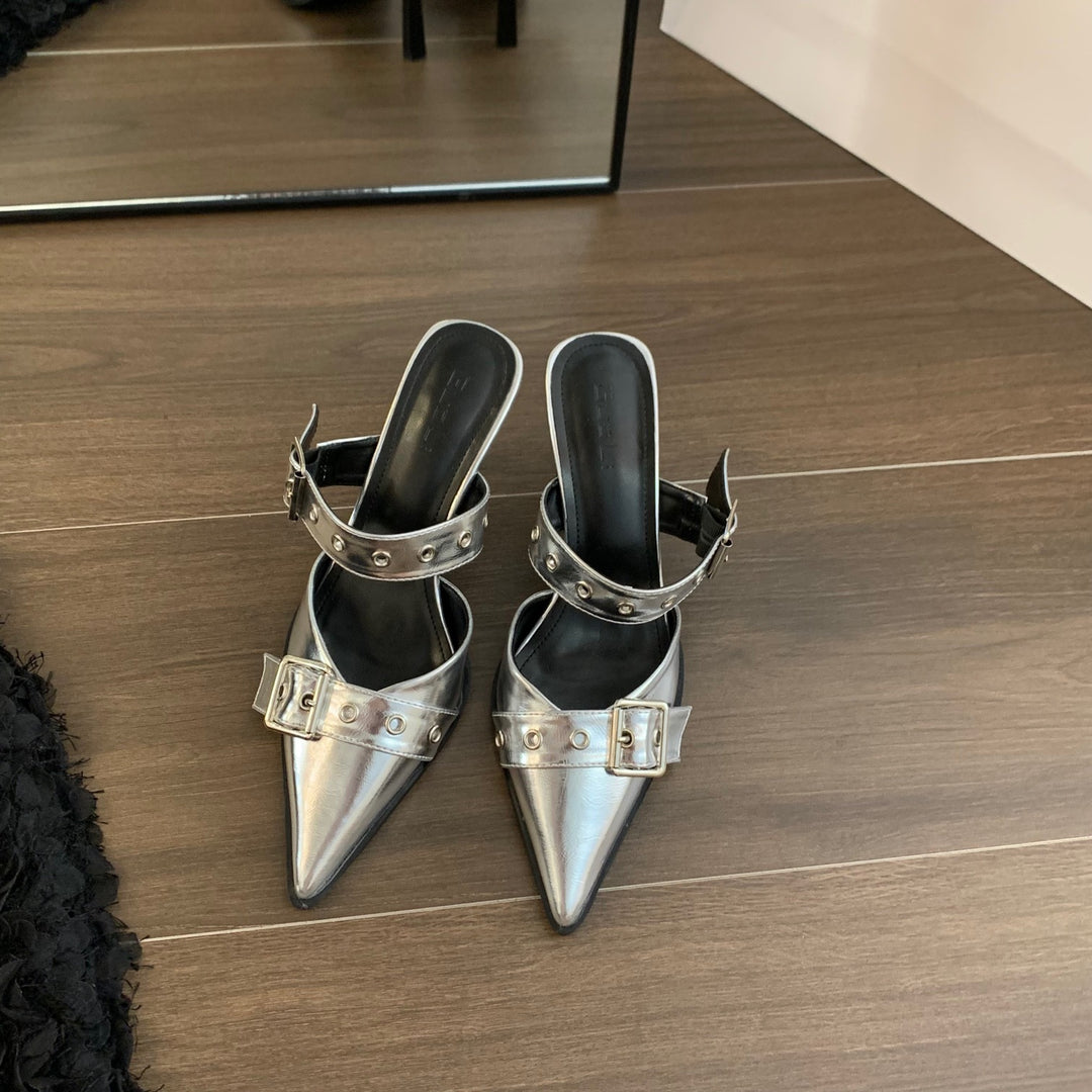 Damen elegante Slingback Pumps mit modischem Schnallen-Design EB