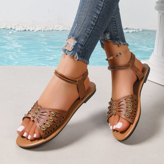Damen Bequeme Sandalen mit dekorativem Riemendesign EB