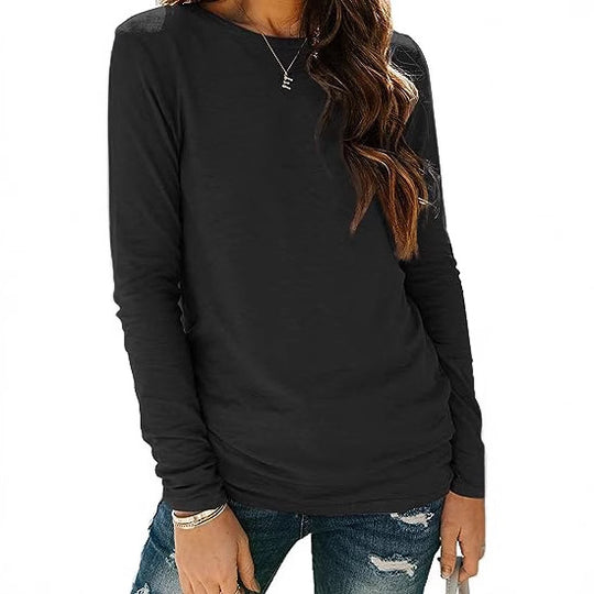 Damen lässiges Longsleeve-Shirt mit dekorativem Raffung EB