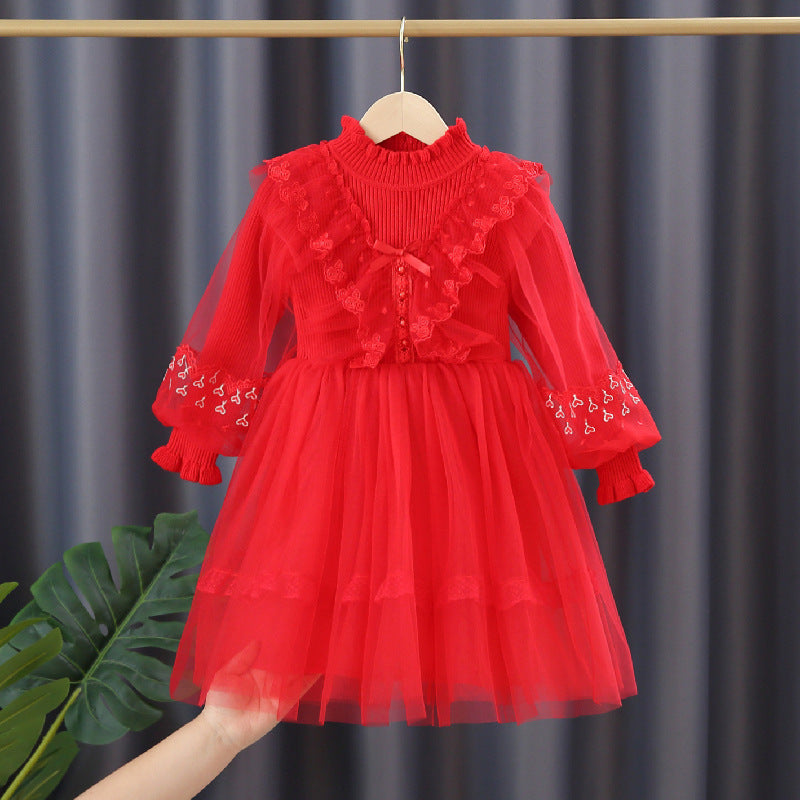 Mädchen festliches Tüllkleid mit Rüschendetails EB