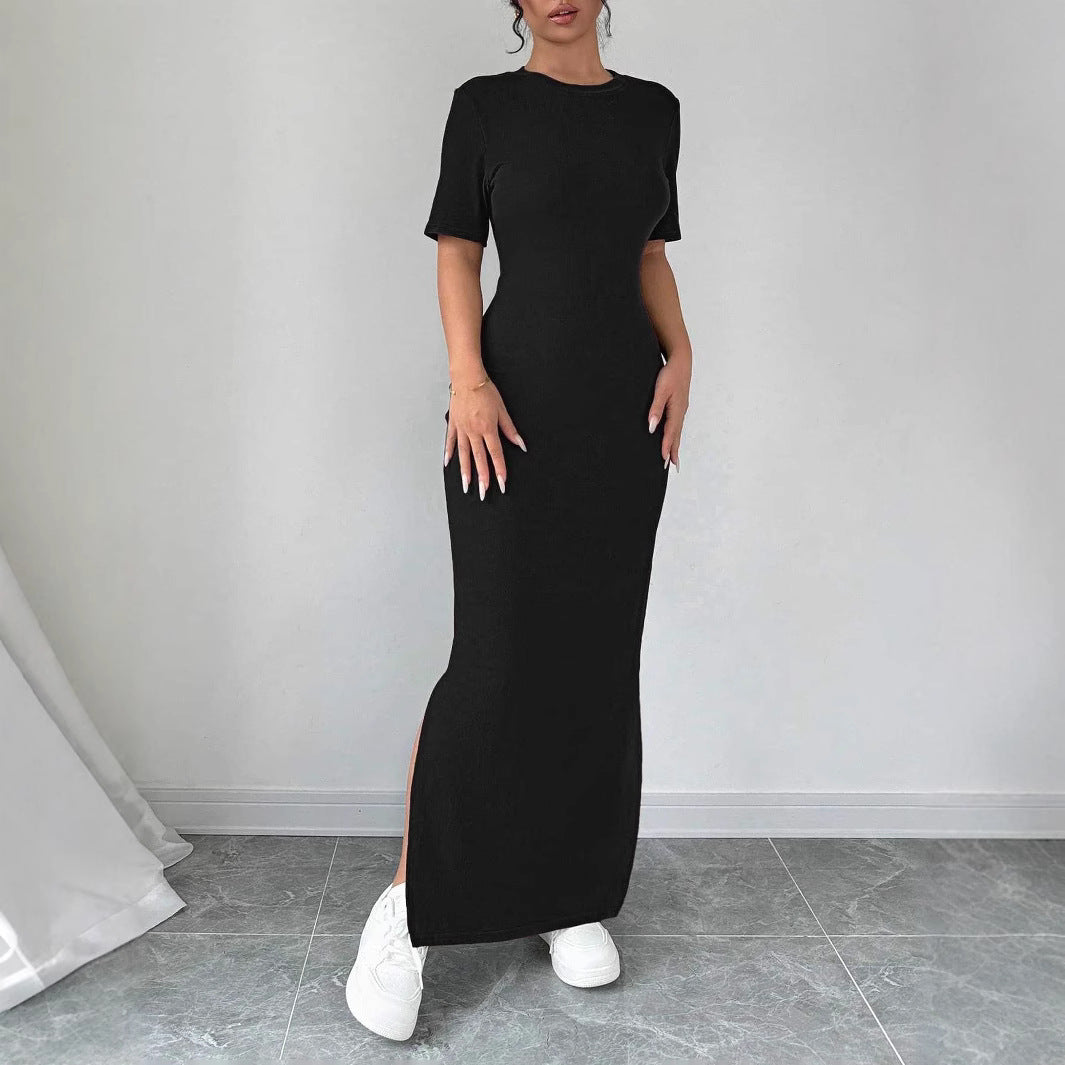 Damen Maxikleid aus weichem Baumwollmix mit Seitenschlitz EB