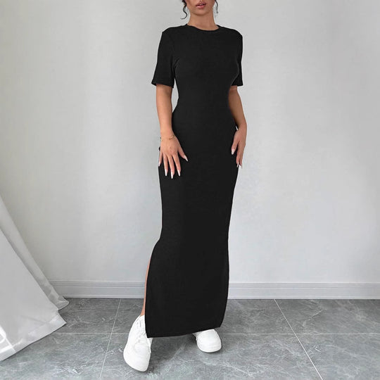 Damen Maxikleid aus weichem Baumwollmix mit Seitenschlitz EB