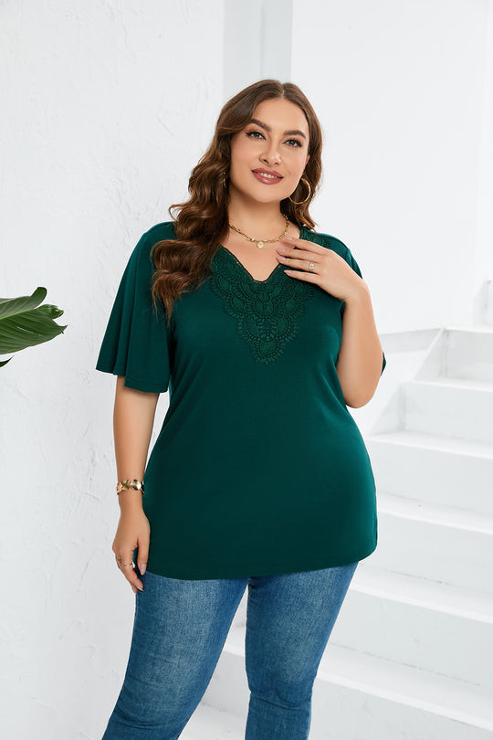 Damen Blusenshirt mit eleganter Lochstickerei und weit geschnittenen Ärmeln EB