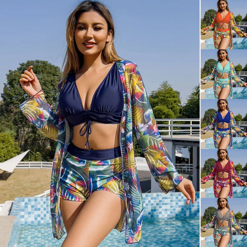 Damen Bikini-Set mit floralem Wickeloberteil und bequemen Shorts EB