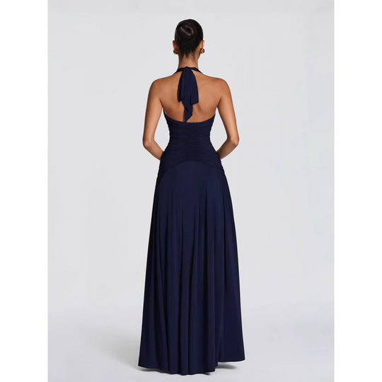Damen Maxikleid mit raffiniertem Wickeldesign und elegantem Taillenbund EB