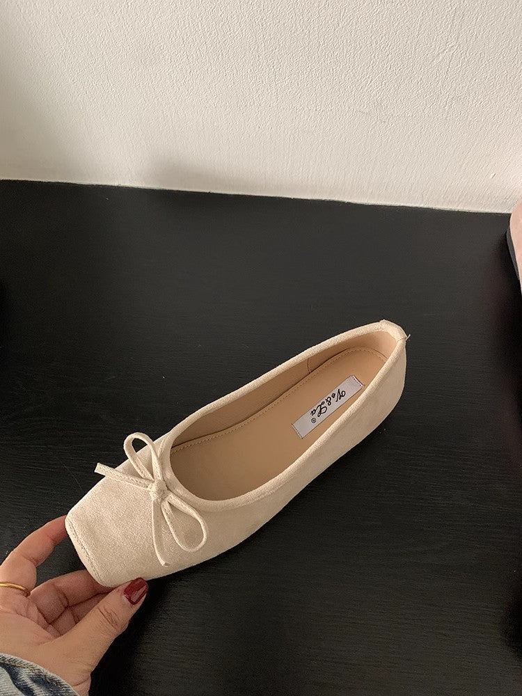 Damen Ballerinas aus hochwertigem Wildleder mit filigranem Schleifendetail EB