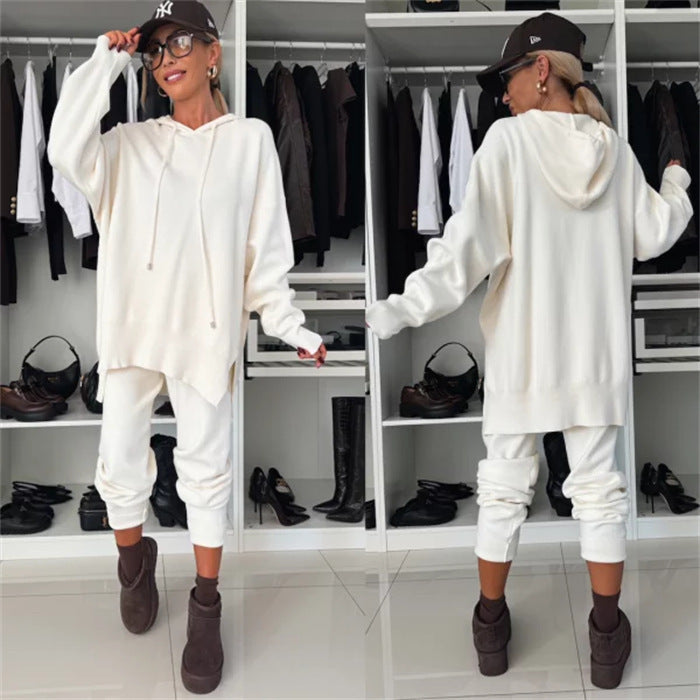 Damen oversized Kapuzenpullover und tapered Jogger Lounge-Set EB