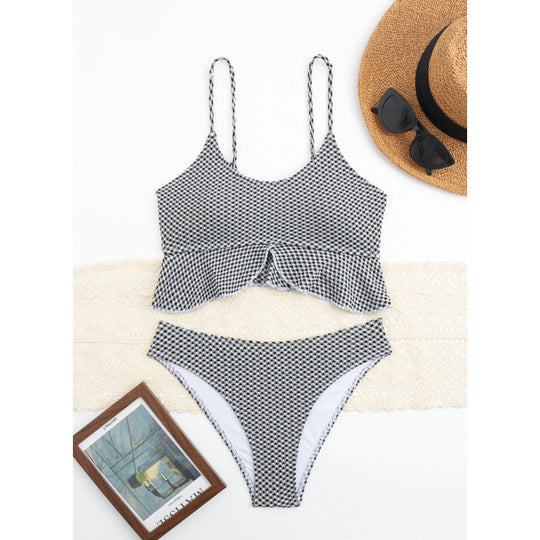 Damen Bikiniversatile mit Rüschen und Karomuster EB