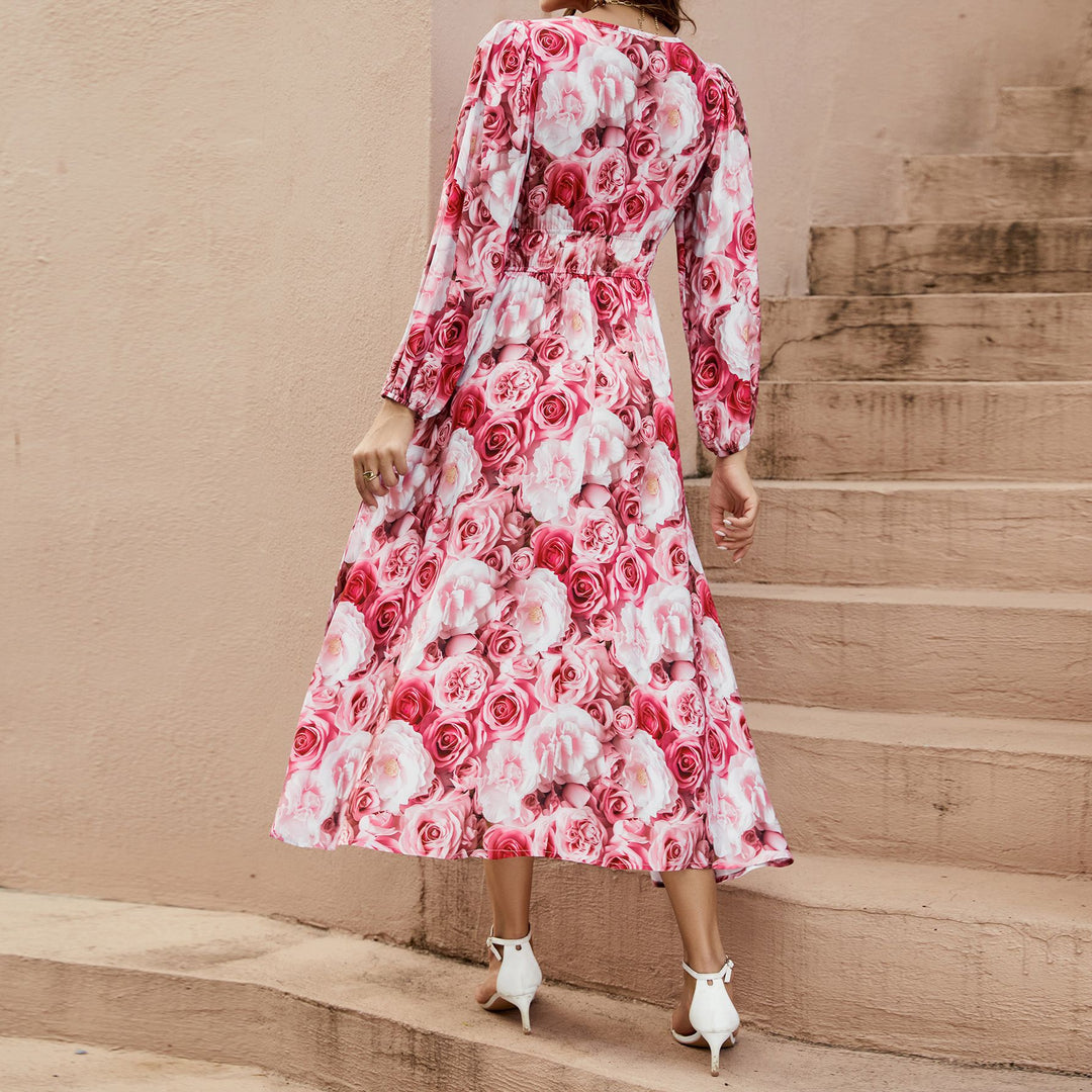 Damen Midi-Kleid mit floralen Mustern EB