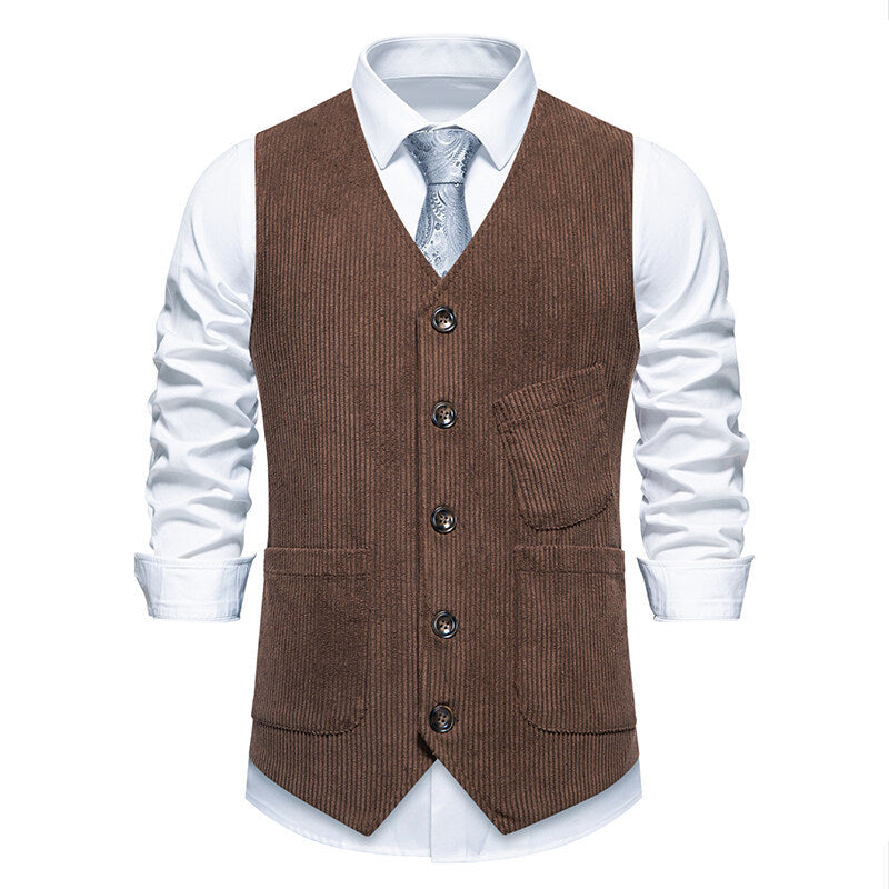 Herren eleganter Anzugweste mit strukturiertem Design und praktischen Taschen EB