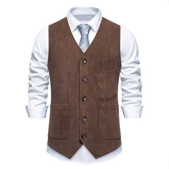 Herren eleganter Anzugweste mit strukturiertem Design und praktischen Taschen EB