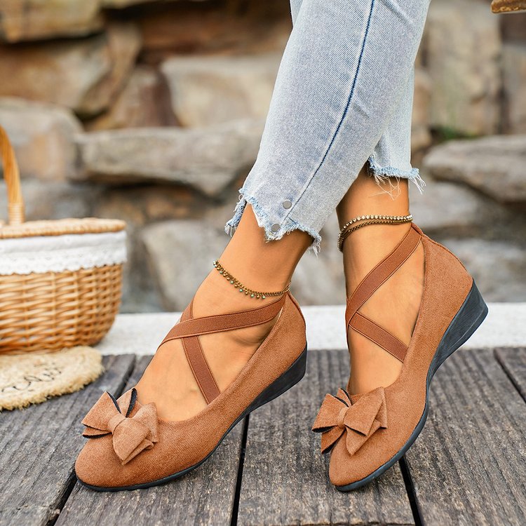 Damen Komfortable Ballerinas mit dekorativer Schleifenapplikation EB
