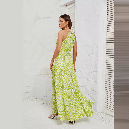 Damen Maxikleid mit schickem Wickeldesign und modernem Ethno-Muster EB