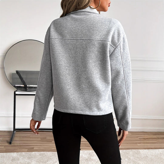 Damen lässige Zip-Jacke mit praktischen Taschen EB