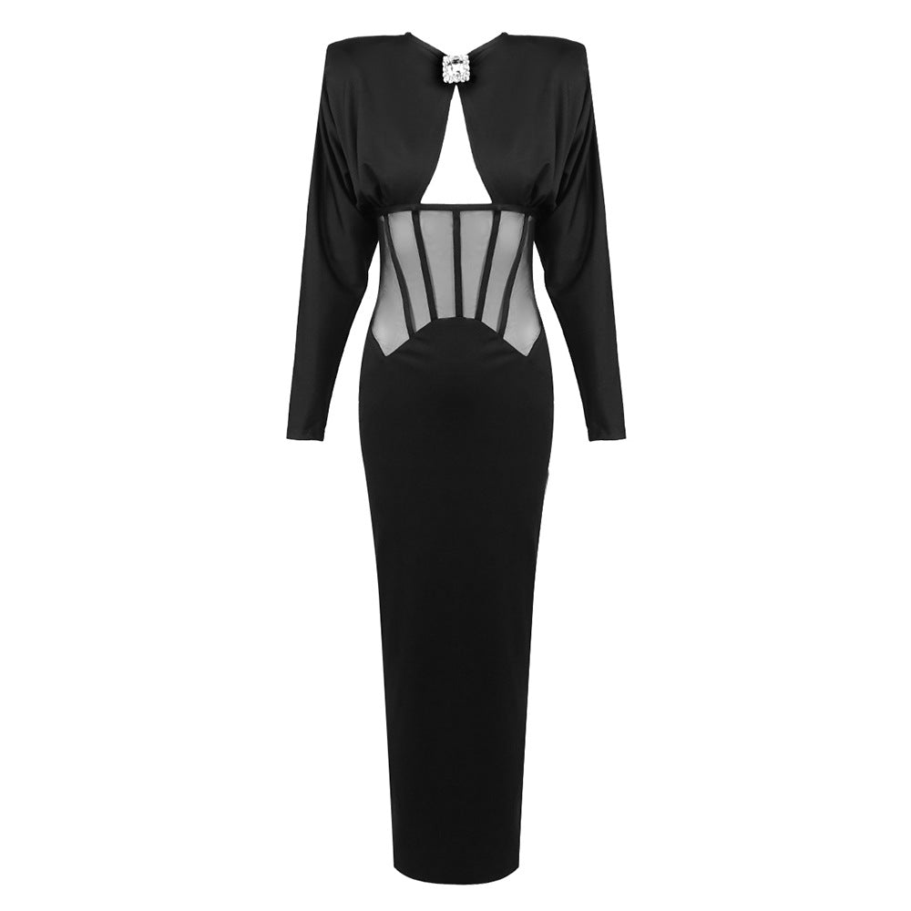 Damen Elegantes Abendkleid mit transparenten Einsätzen und figurbetontem Design EB