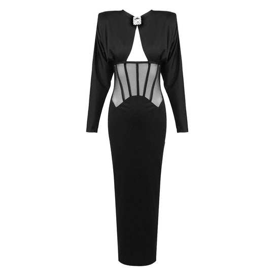 Damen Elegantes Abendkleid mit transparenten Einsätzen und figurbetontem Design EB
