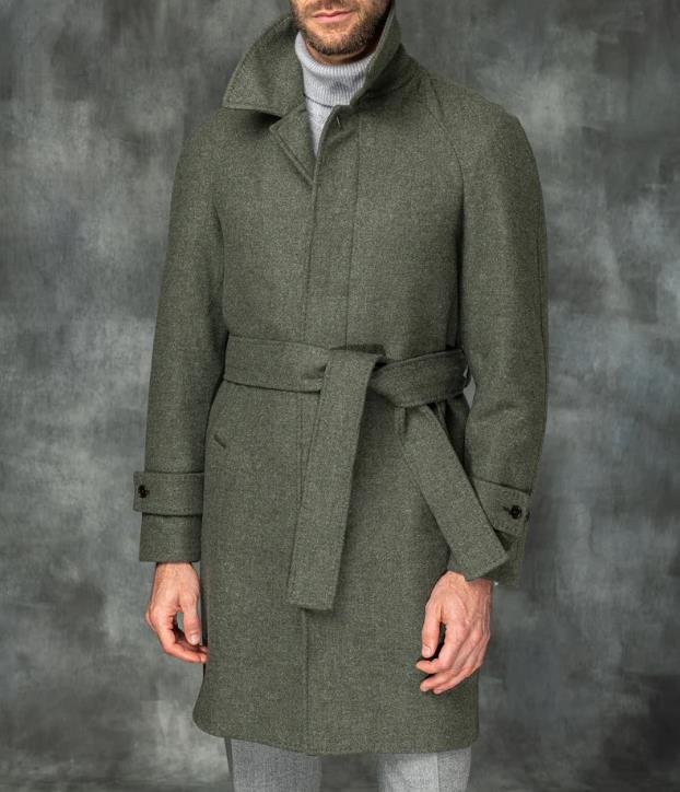Herren eleganter Trenchcoat mit Taillengürtel und modernen Akzenten EB