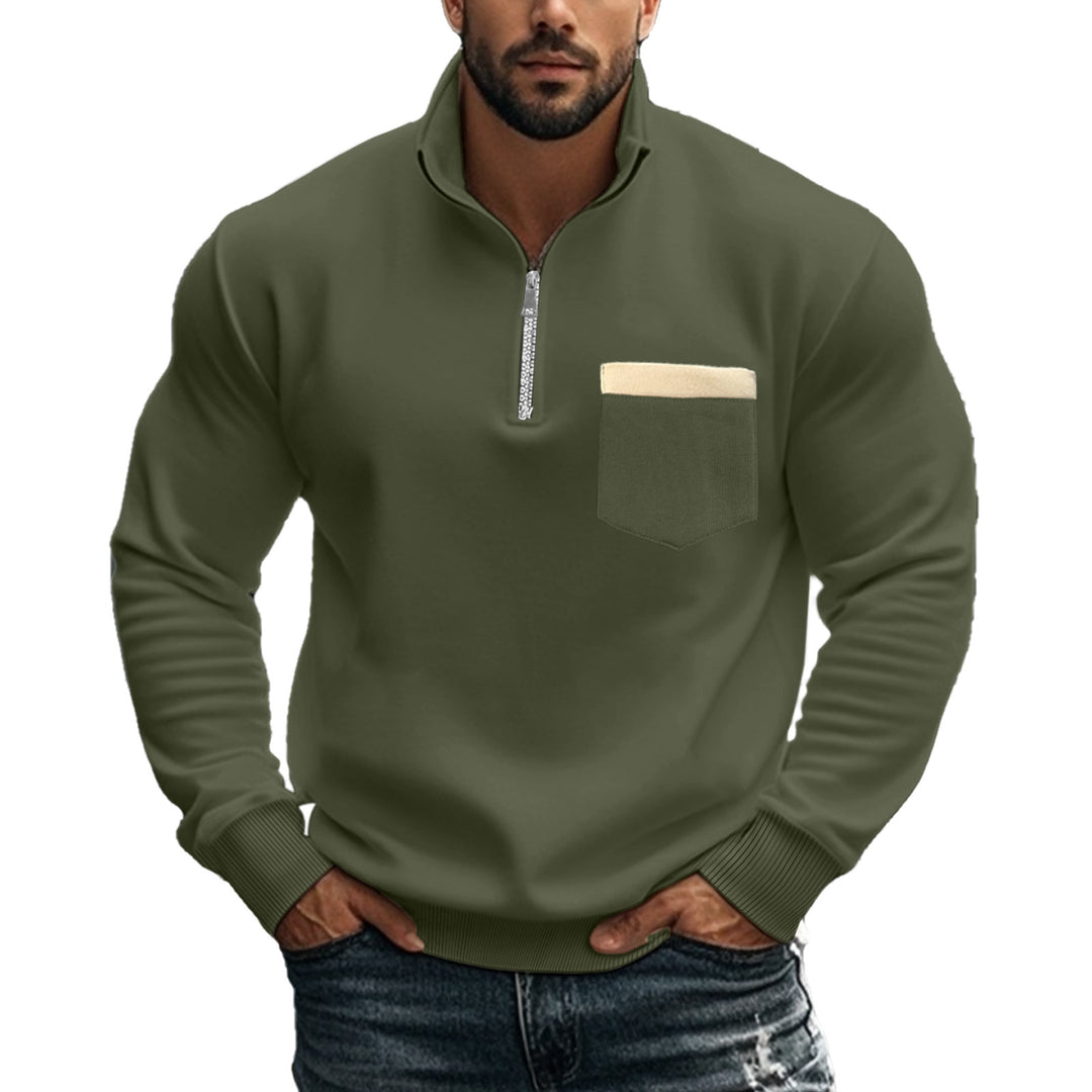 Herren nan thermischer Halbzip-Pullover mit Stehkragen und wärmendem Fleece-Innenfutter EB