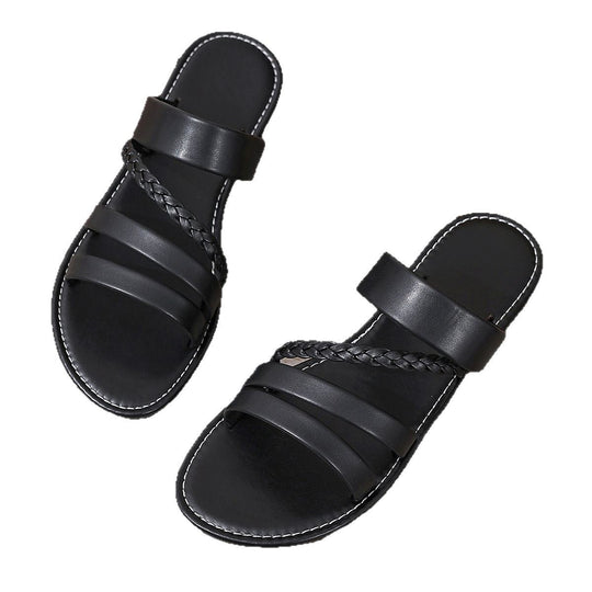 Damen Riemensandalen mit geflochtenem Design und bequemer Sohle EB