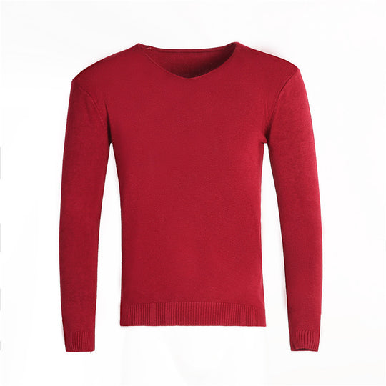 Herren nan feiner V-Ausschnitt-Pullover aus Baumwoll-Merino-Mix mit schmaler Silhouette EB