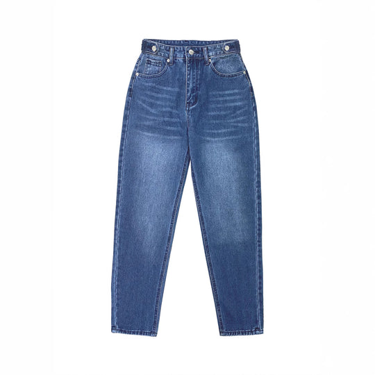 Damen Bequeme Hochtaillierte Jeans mit weitem Schnitt EB
