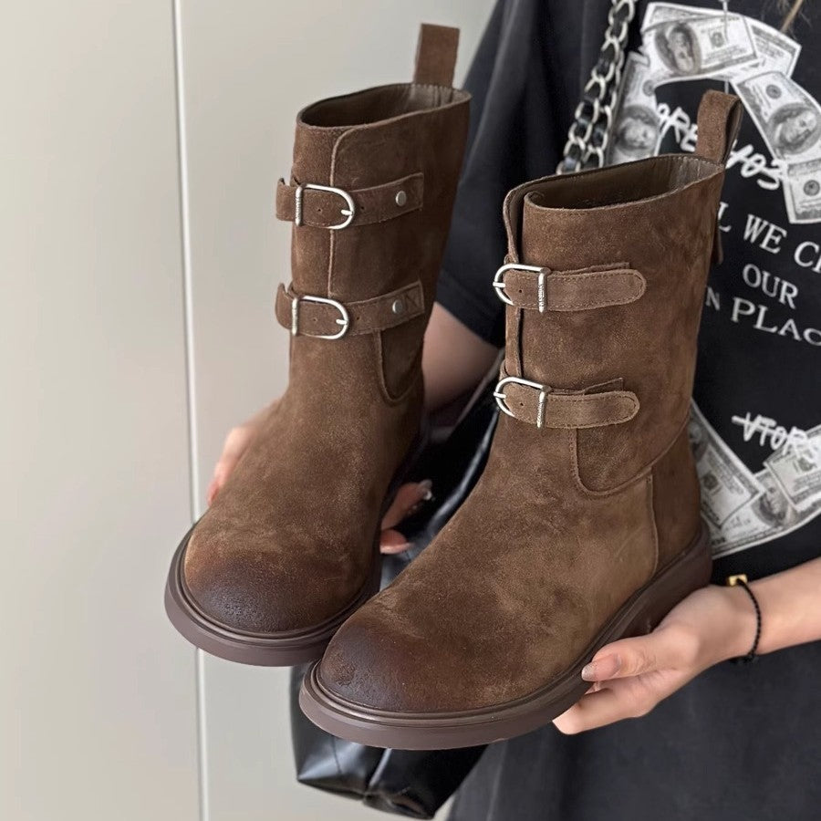 Damen Stiefeletten mit modischem Schnallenverschluss und robustem Profil EB