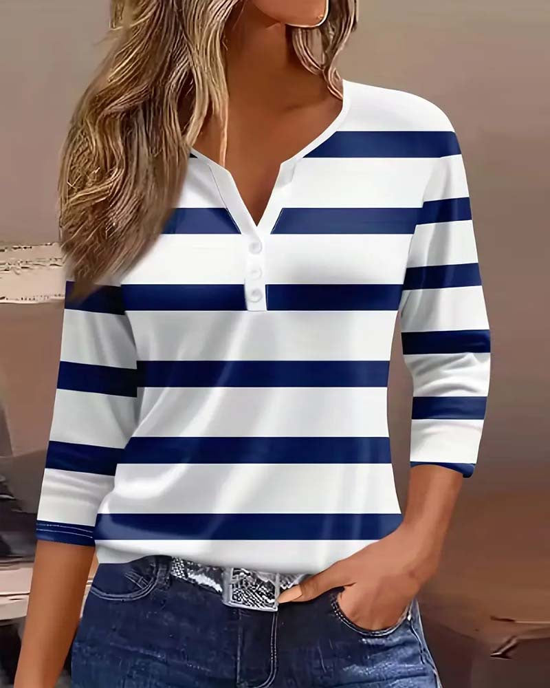 Damen Langarmshirt mit maritimem Streifenmuster Heidi-Mode