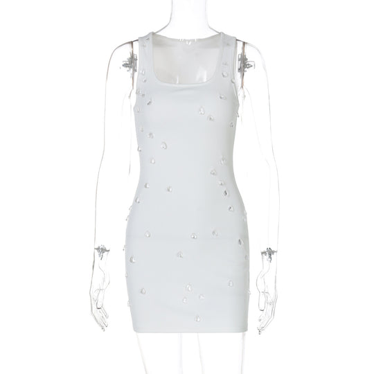 Damen Figurbetontes Minikleid mit Glitzersteinverzierungen EB