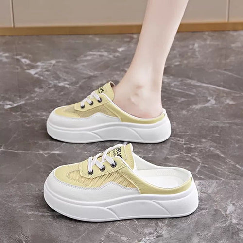 Damen Trendige Slip-On Sneakers mit dicker Plattform und atmungsaktiven Einsätzen EB